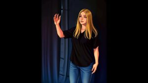Model raising hand to get attention